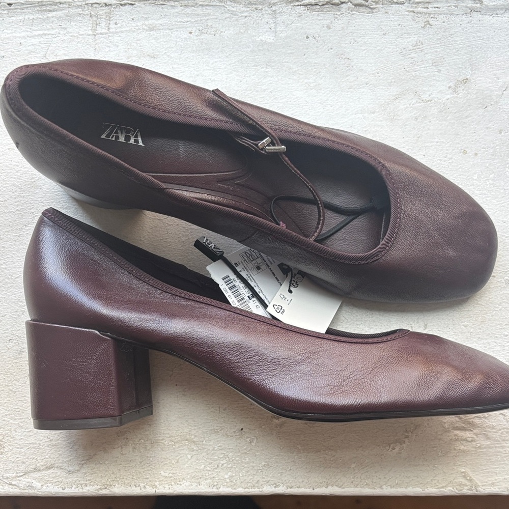 Zara Women's Dark Brown Leather Heels